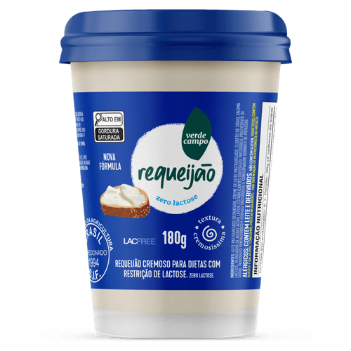 Requeijão Cremoso Zero Lactose para Dietas com Restrição de Lactose Verde Campo Lacfree Copo 180g