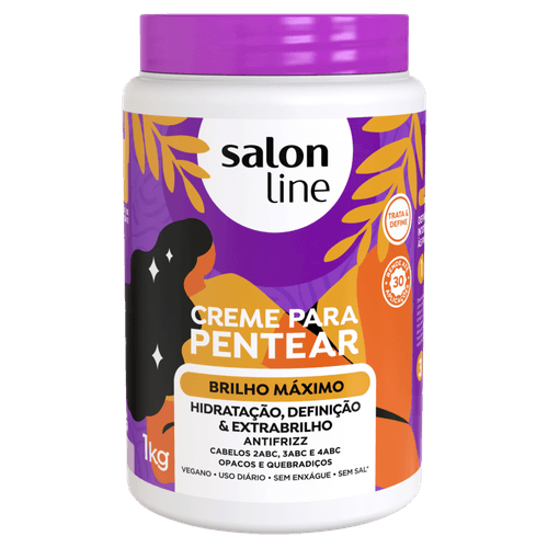 Creme Para Pentear Redutor De Volume Brilho Maximo 1k Salon Line