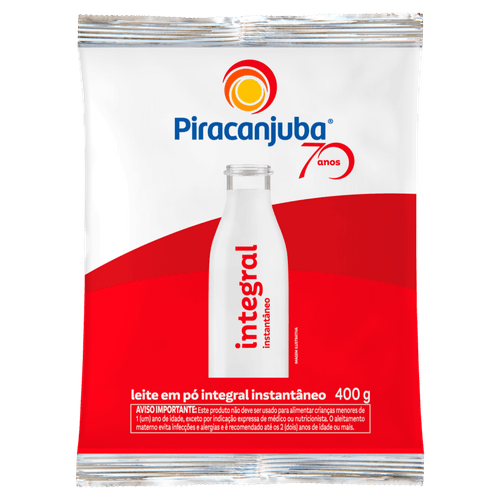 Leite em Pó Instantâneo Integral Piracanjuba Pacote 400g