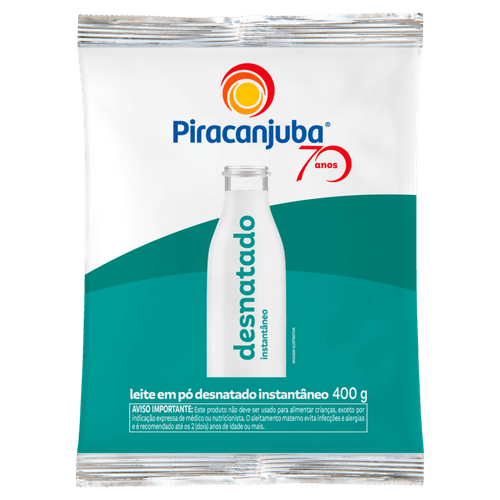 Leite em Pó Instantâneo Desnatado Piracanjuba Pacote 400g