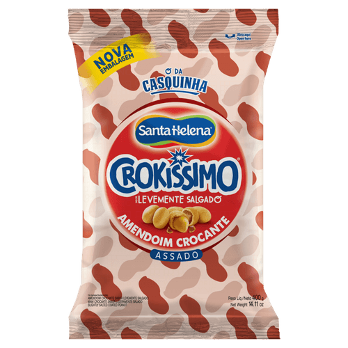 Amendoim Crocante Assado Levemente Salgado Crokíssimo Pacote 400g