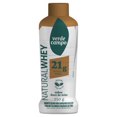 Iogurte Desnatado Doce De Leite Zero Lactose Verde Campo Natural Whey 21g De Proteína 250g