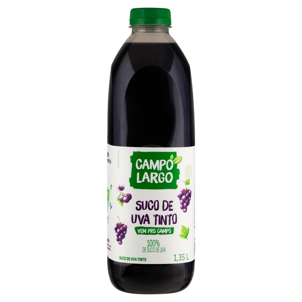 Suco Integral Uva Tinto sem Adição de Açúcar Campo Largo Garrafa 1,35l