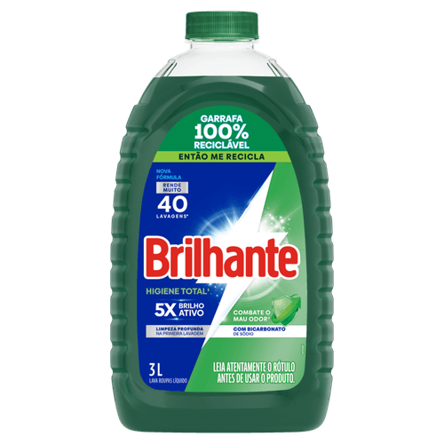 Lava-Roupas Líquido Roupas Brancas e Coloridas Brilhante Higiene Total Frasco 3l