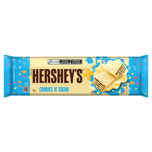 Wafer com Recheio Baunilha e Cobertura Chocolate Branco Cookies 'n' Creme Hershey's Mais Pacote 102g