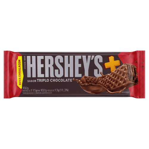 Wafer com Recheio e Cobertura Triplo Chocolate Hershey's Mais Pacote 102g