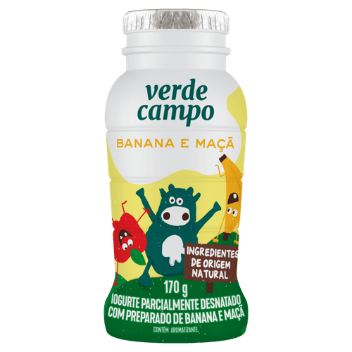 Iogurte Parcialmente Desnatado com Preparado de Banana e Maçã Verde Campo Kids Frasco 170g
