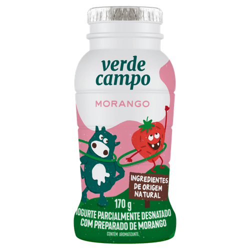 Iogurte Parcialmente Desnatado Morango Verde Campo Frasco 170g