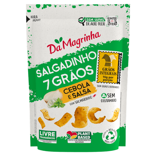Salgadinho 100% Integral com Sal Marinho Cebola e Salsa Da Magrinha 7 Grãos Pouch 30g
