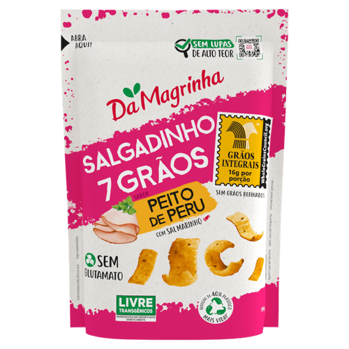 Salgadinho 100% Integral com Sal Marinho Peito de Peru Da Magrinha 7 Grãos Pouch 30g