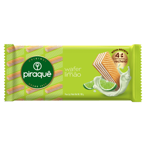 Biscoito Wafer Recheio Limão Piraquê Pacote 100G