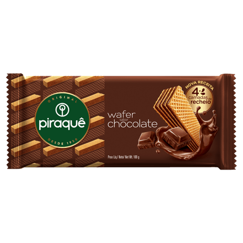 Biscoito Wafer Recheio Chocolate Piraquê Pacote 100g
