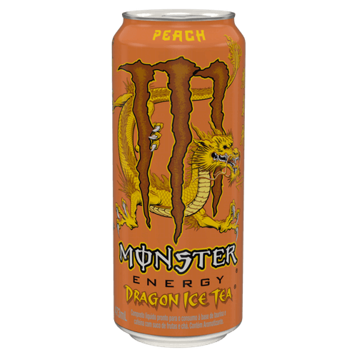 Composto Energético Líquido à Base de Taurina e Cafeína com Suco de Frutas e Chá Peach Monster Dragon Ice Tea Lata 473ml