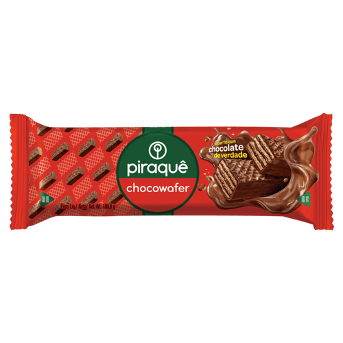 Wafer Recheio e Cobertura Chocolate Piraquê Chocowafer Pacote 100,8g