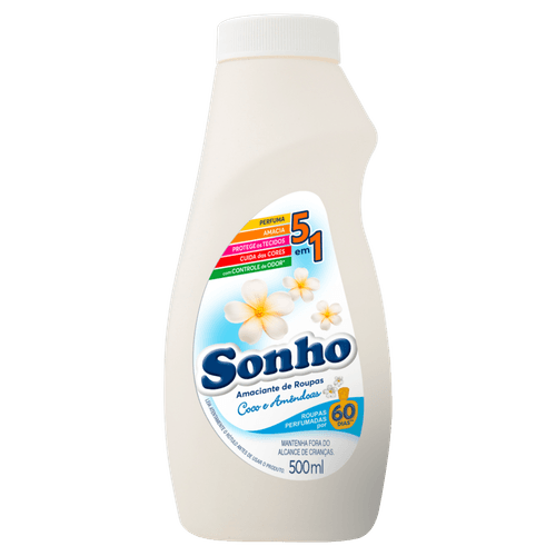 Amaciante de Roupa Coco e Amêndoas Sonho Frasco 500ml