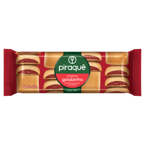 Biscoito Roladinho Recheio Goiabinha Piraquê Pacote 25g