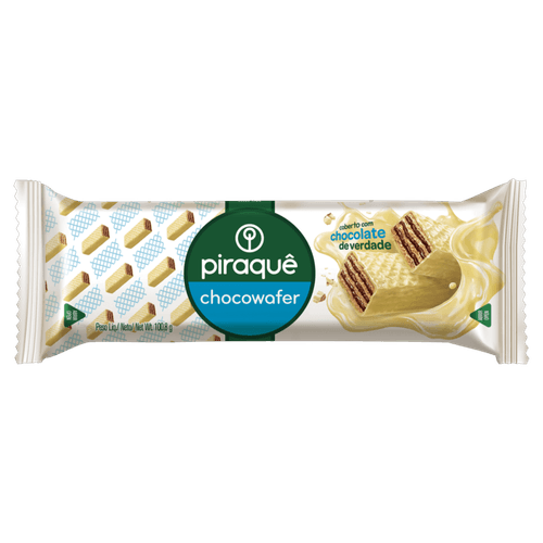 Wafer Recheio Chocolate Cobertura Chocolate Branco Piraquê Chocowafer Pacote 100,8g