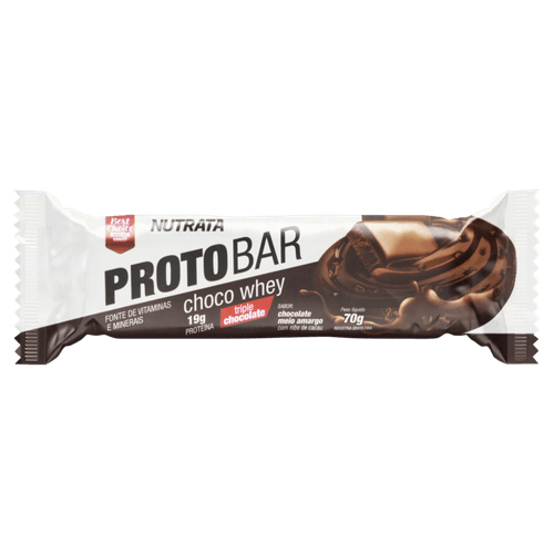Barra de Proteína Chocolate Meio Amargo com Nibs de Cacau Nutrata Protobar Pacote 70g