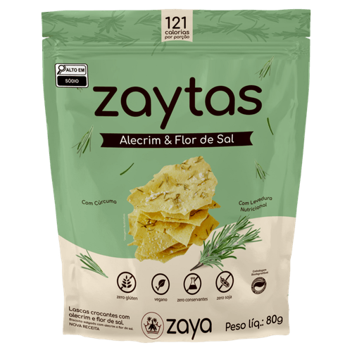 Lascas Crocantes Alecrim & Flor de Sal Zaytas Pouch 80g
