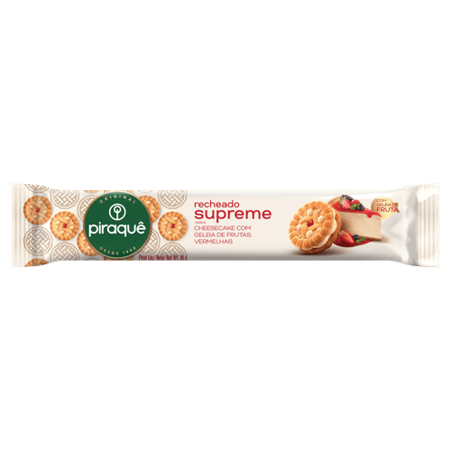 Biscoito Recheio Cheesecake com Geleia de Frutas Vermelhas Piraquê Supreme Pacote 80g
