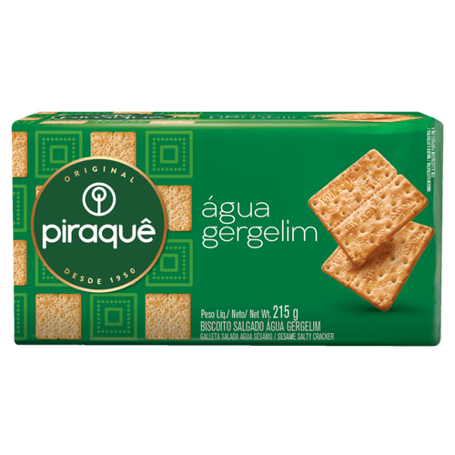 Biscoito Salgado Água com Gergelim Piraquê Pacote 215g