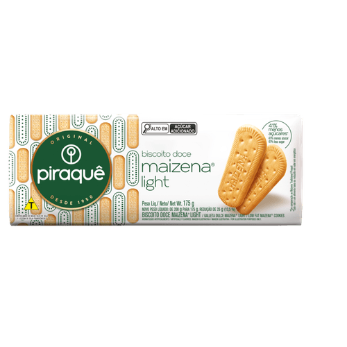 Biscoito Doce Maizena Light Piraquê Pacote 175g