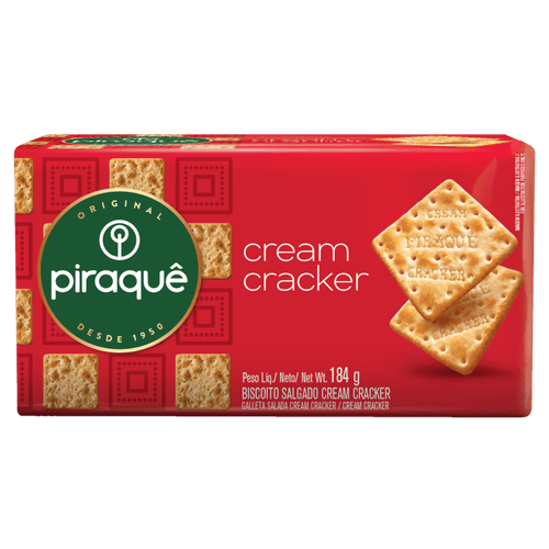 Biscoito Salgado Cream Cracker Piraquê Pacote 184g