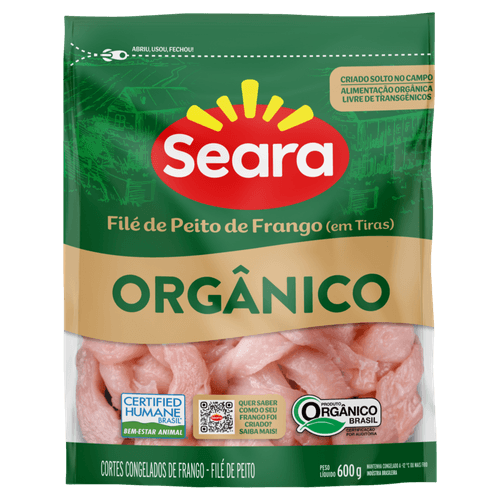 Filé de peito em tiras Seara Orgânico IQF 600g