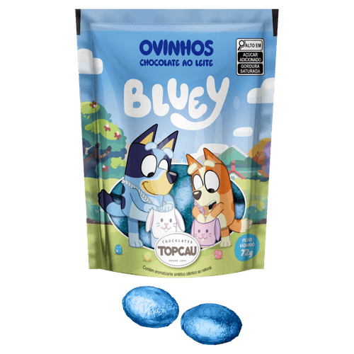 Ovinhos de Chocolate ao Leite Bluey Topcau Sachê 72g