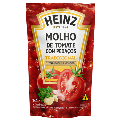 Molho de Tomate Heinz Tradicional Sachê 240g
