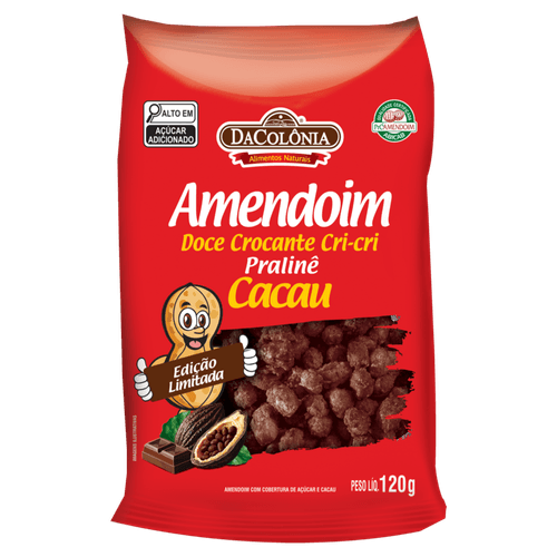 Amendoim Cri-Cri Pralinê Cacau DaColônia Pacote 120g