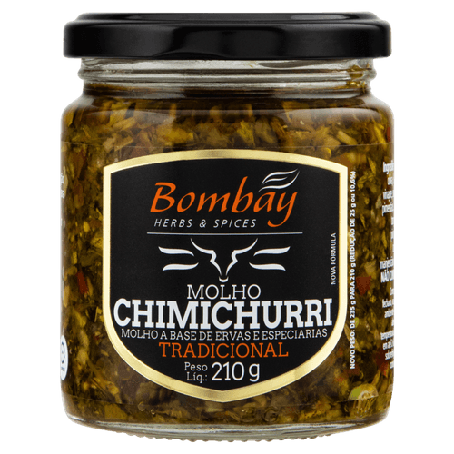 Molho Chimichurri Tradicional Bombay Herbs & Spices Vidro 210g
