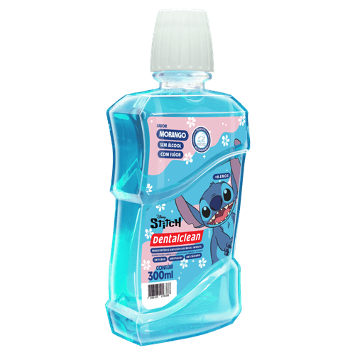 Enxaguante Bucal Zero Álcool Morango Stitch Dentalclean Frasco 300ml