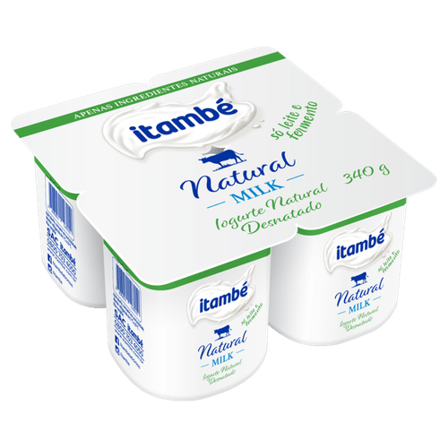 Iogurte Desnatado Natural Itambé Milk Bandeja 340g 4 Unidades