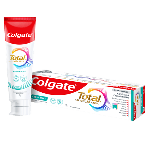 Creme Dental Fresh Mint Colgate Total Prevenção Ativa Caixa 90g