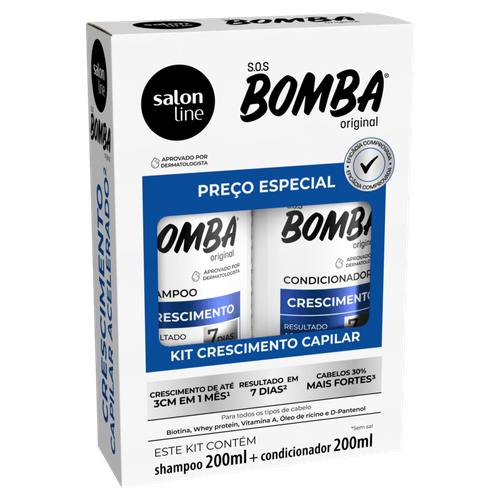 Kit Shampoo + Condicionador Salon Line S.O.S Bomba Original Crescimento 200ml Cada