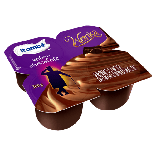 Sobremesa Láctea Chocolate Wonka Itambé Bandeja 360g 4 Unidades