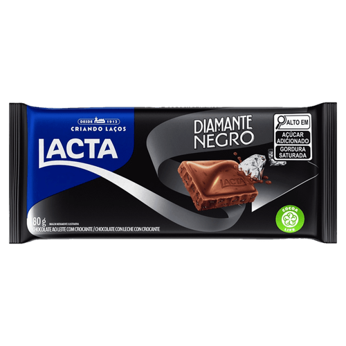 Chocolate ao Leite Lacta Diamante Negro Pacote 80g
