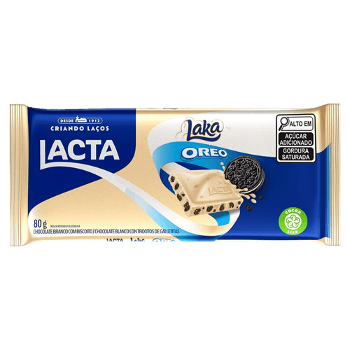 Chocolate Branco com Biscoito Oreo Lacta Laka Pacote 80g