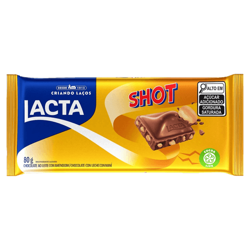 Chocolate ao Leite com Amendoim Lacta Shot Pacote 80g