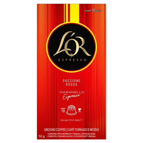 Café em Cápsula Torrado e Moído Espresso Maranello L'or Passione Rossa Caixa 52g 10 Unidades