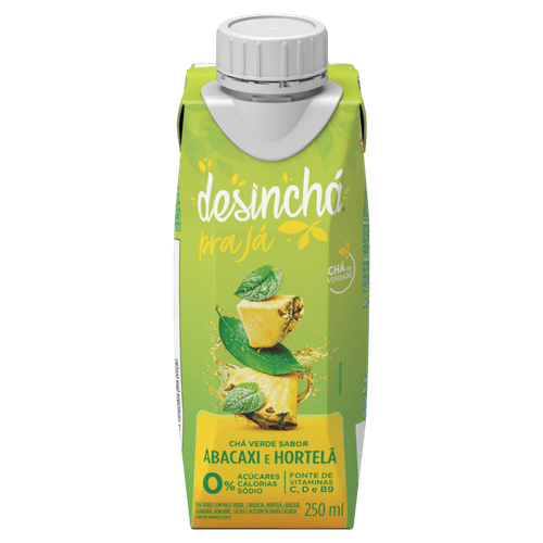 Chá Verde Abacaxi e Hortelã Zero Açúcar Desinchá pra Já Caixa 250ml