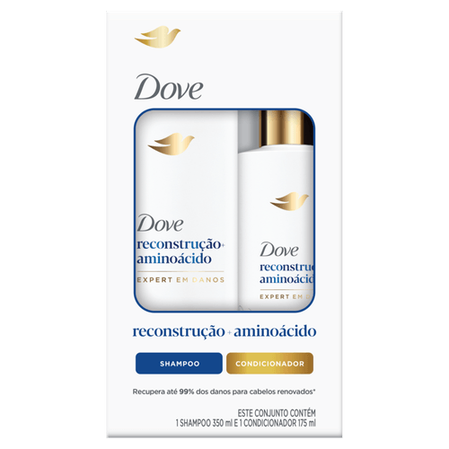 Kit Shampoo 350ml + Condicionador 175ml Dove Reconstrução + Aminoácido