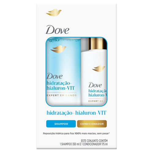 Kit Shampoo 350ml + Condicionador 175ml Dove Hidratação + Hialuron-VIT