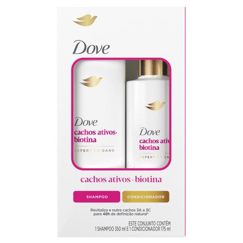 Kit Shampoo 350ml + Condicionador 175ml Dove Cachos Ativos + Biotina