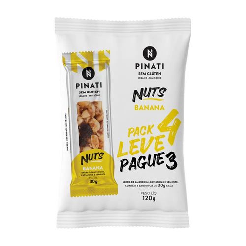 barra de nuts banana zero sódio super saúde pinati pacote 120g leve 4 pague 3 unidades