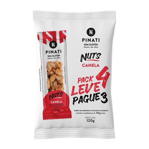 Barra De Nuts Canela Zero Sódio Super Saúde Pinati Pacote 120g Leve 4 Pague 3 Unidades