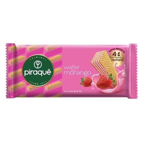 Biscoito Wafer Recheio Morango Piraquê Newafer 100g