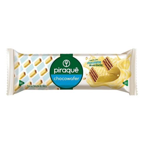 Wafer Recheio Chocolate Cobertura Chocolate Branco Piraquê Chocowafer 100,8g