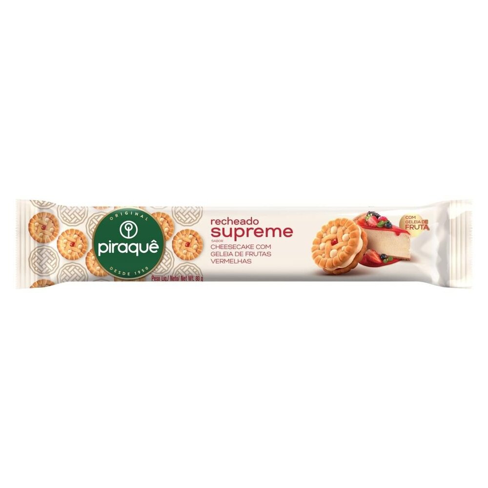 Biscoito Recheado Piraquê Supreme Frutas Vermelhas 80g
